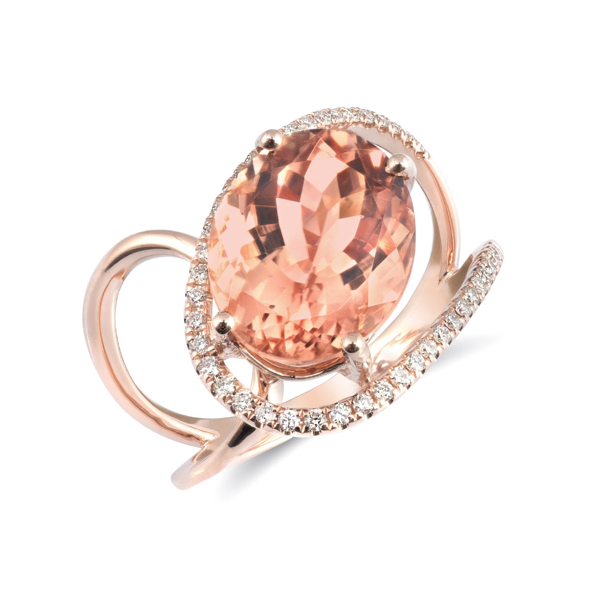 lexicon Monografie Scheiden Natural Orange-Pink Tourmaline 4.66 carats set in 14K Rose Gold Ring with  0.19 carats Diamonds / Jupitergem
