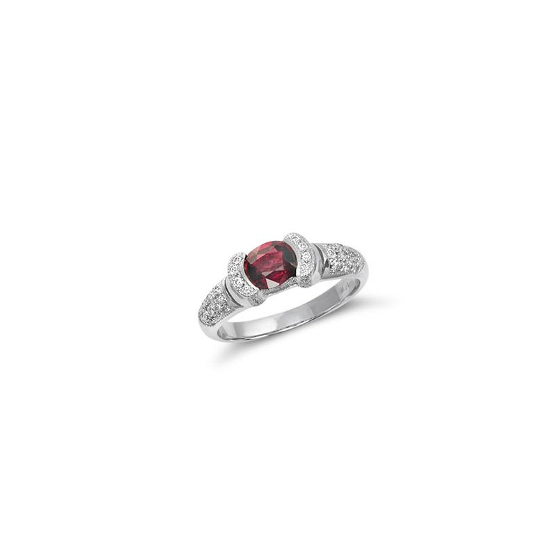 Natural Ruby 0.73 carats set in 18K White Gold Ring with Diamonds