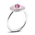Natural Ruby 0.28 carats set with pink enamel in 14K White Gold Ring with 0.25 carats Diamonds