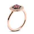 Natural Pink Sapphires 0.30 carats set with black enamel in 14K Rose Gold Ring with 0.24 carats Diamonds