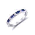 Natural Blue Sapphires 0.41 carats set in 18K White Gold with 0.10 carats  Diamonds