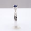 Natural Blue Sapphire 0.70 carats set in 14K White Gold Ring with 0.09 carats Diamonds