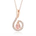 Natural Unheated Padparadscha Sapphire Pendant 0.70 carats with 0.21 carats Diamonds and 14K Rose Gold Chain/ AIGS Report 