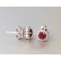 Natural Red Spinel 0.81 carats set in 18K White Gold Earrings with 0.31 carats Diamonds 
