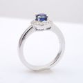 Natural Blue Sapphire 0.85 carats set in 14K White Gold Ring with 0.19 carats Diamonds