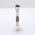 Natural Blue Sapphire 0.88 carats set in 14K White Gold Ring with 0.42 carats Diamonds