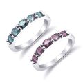Natural Brazilian Alexandrites 0.89 carats set in 14K White Gold Stackable Ring