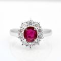 Natural Thai Ruby 0.93 carats set in Platinum Ring with 0.77 carats Diamonds / GIA Report