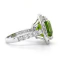 Natural Peridot 14.76 carats set in 18K White Gold Ring with 1.88 carats Diamonds 