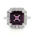 Natural Burmese Lavander Spinel 3.59 carats set in 18K White Gold Ring with 0.63 carats Diamonds