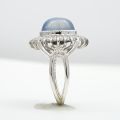 Natural Gray-Blue Star Sapphire 10.06 carats set in 14K White Gold Ring with 0.41 carats Diamonds
