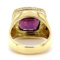 Natural Neon Purple Garnet 11.00 carats set in 18K Yellow Gold Ring with 0.53 carats Diamonds 