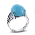 "Paraiba" color Agate 12.12 carats set in Silver Ring