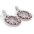 Natural Burmese Rubies 13.26 carats set in 18K White Gold Earrings with 18.21 carats Diamonds / Guild Lab. Report