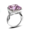 Natural Kunzite 14.01 carats set in 14K White Gold Ring with 0.76 carats Diamonds