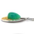 "Paraiba" color Agate 15.27 carats set in Silver and 14K Gold Plated Pendant