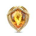 Natural Citrine 15.63 carats set in 18K Yellow Gold Ring with 0.46 carats Diamonds