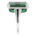 Natural Green Tourmaline 16.90 carats set in 14K White Gold Ring with 0.63 carats Diamonds