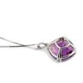 Natural Amethyst 18.36 carats set in 14K White Gold Pendant with 18" adjustable (choker to 18") box chain