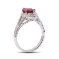Natural Rubellite 1.47 carats set in 18K White Gold Ring with 0.22 carats Diamonds