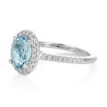 Natural Aquamarine 1.01 carats set in 14K White RIng with 0.29 carats Diamonds