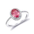 Natural Neon Tanzanian Spinel 1.04 carats set in 14K White Gold with  0.22 carats Diamonds
