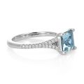 Natural Aquamarine 1.14 carats set in 14K White Ring with 0.14 carats Diamonds