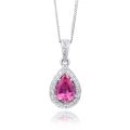 Natural Pink Sapphire 1.21 carats set in 18K White Gold Pendant with 0.14 carats Diamonds