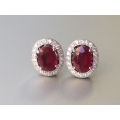 Natural Ruby 1.60 carats set in 18K White Gold Earrings with Diamonds