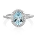 Natural Aquamarine 1.64 carats set in 14K White Ring with 0.24 carats Diamonds