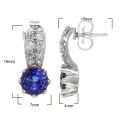 Natural Blue Sapphires 1.75 carats set in 18K White Gold Earrings with 0.37 carats Diamonds 