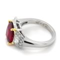 Natural Unheated Madagascar Ruby 4.10 carats set in Platinum Ring with 0.78 carats Diamonds / GIA and GRS Reports