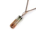 Natural Bi-Color Tourmaline 21.30 carats set in 14K White and Rose Gold Pendant with 0.72 carats Diamonds