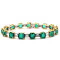 Natural Colombian Emeralds 22.89 carats set in 18K Yellow Gold and Platinum Bracelet with 1.75 carats Diamonds / Guild Lab. Report