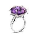 Natural Amethyst 23.77 carats set in 18K White Gold Ring with 0.17 carats Diamonds