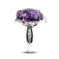 Natural Amethyst 23.77 carats set in 18K White Gold Ring with 0.17 carats Diamonds