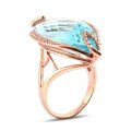 Natural Sky Blue Topaz 23.95 carats set in 18K Rose Gold Ring with 0.20 carats Diamonds