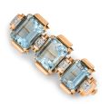 1940's Vintage Aquamarine 25.00 carats 18K Rose and White Gold Brooch with Guild Lab. Report