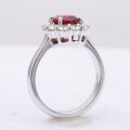 Natural  Unheated Ruby 2.01 carats set in 18K White Gold Ring with 0.86 carats Diamonds / GIA Report