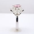 Natural Heated Padparadscha Sapphire 2.02 carats set in Platinum Art Deco Ring with 1.00  Carats Diamonds / GIA Report