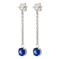 Natural Blue Sapphires 2.02 carats set in 14K White Gold Earrings with 0.48 carats Diamonds 