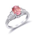 Natural Unheated Padparadscha Sapphire 2.03 carats set in Platinum Ring with 0.58 carats Diamonds / GIA Report