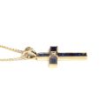 Natural Blue Sapphires 2.04 carats set in 18K Yellow Gold Pendant with Chain / 0.17 carats Diamonds