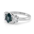 Natural Unheated Green Sapphire 2.04 carats in Platinum Ring with 0.38 carats Diamonds / GIA Report