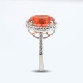 Natural Mexican Fire Opal 2.06 carats set in 14K White Gold Ring with 0.10 carats Diamonds