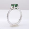 Natural Tsavorite 2.08 carats set in 18K White Gold Ring with 0.24 carats Diamonds