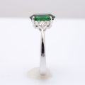 Natural Tsavorite 2.13 carats set in 18K White Gold Ring with 0.22 carats Diamonds 