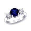 Natural Blue Sapphire 2.16 carats set in 18K White Gold Ring with 0.88 carats Diamonds 