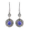 Natural Blue Sapphires 2.24 carats set in 18K White Gold Earrings with 1.11 carats Diamonds 