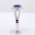 Natural Blue Sapphire 2.27 carats set in 14K White Gold Ring with 0.70 carats Diamonds / AIGS Report & video